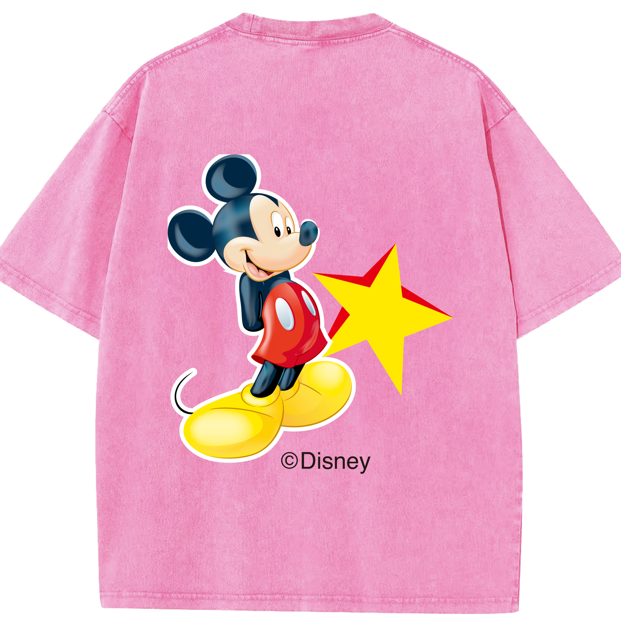 （画像用） ミッキーマウス Mickey Mouse 綿100% ヴィンテージ風 半袖Tシャツ（背面プリント）